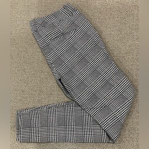 Black and white skinny leg work pants